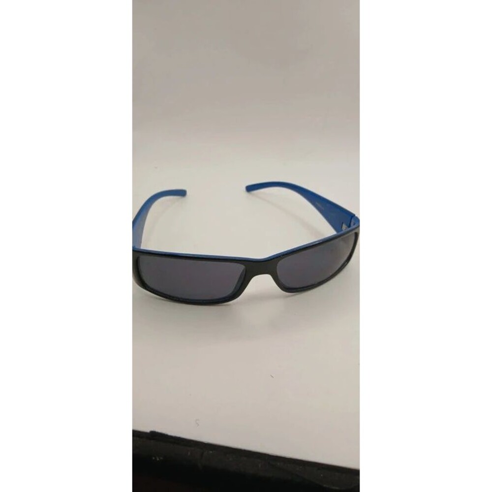 Locs Wraparound Black Sunglasses Blue Interior
